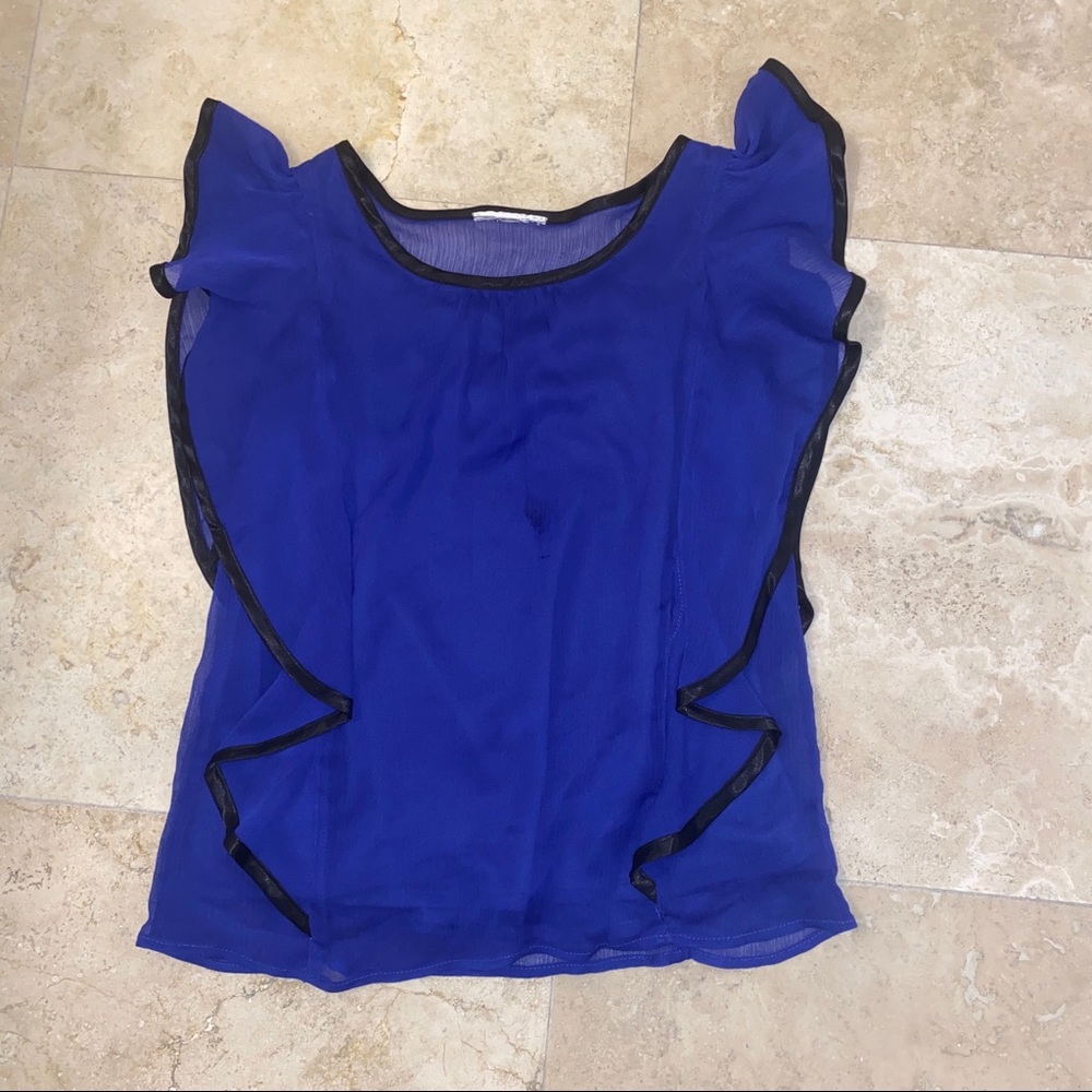 Blue Ruffled Sleeve Shirt